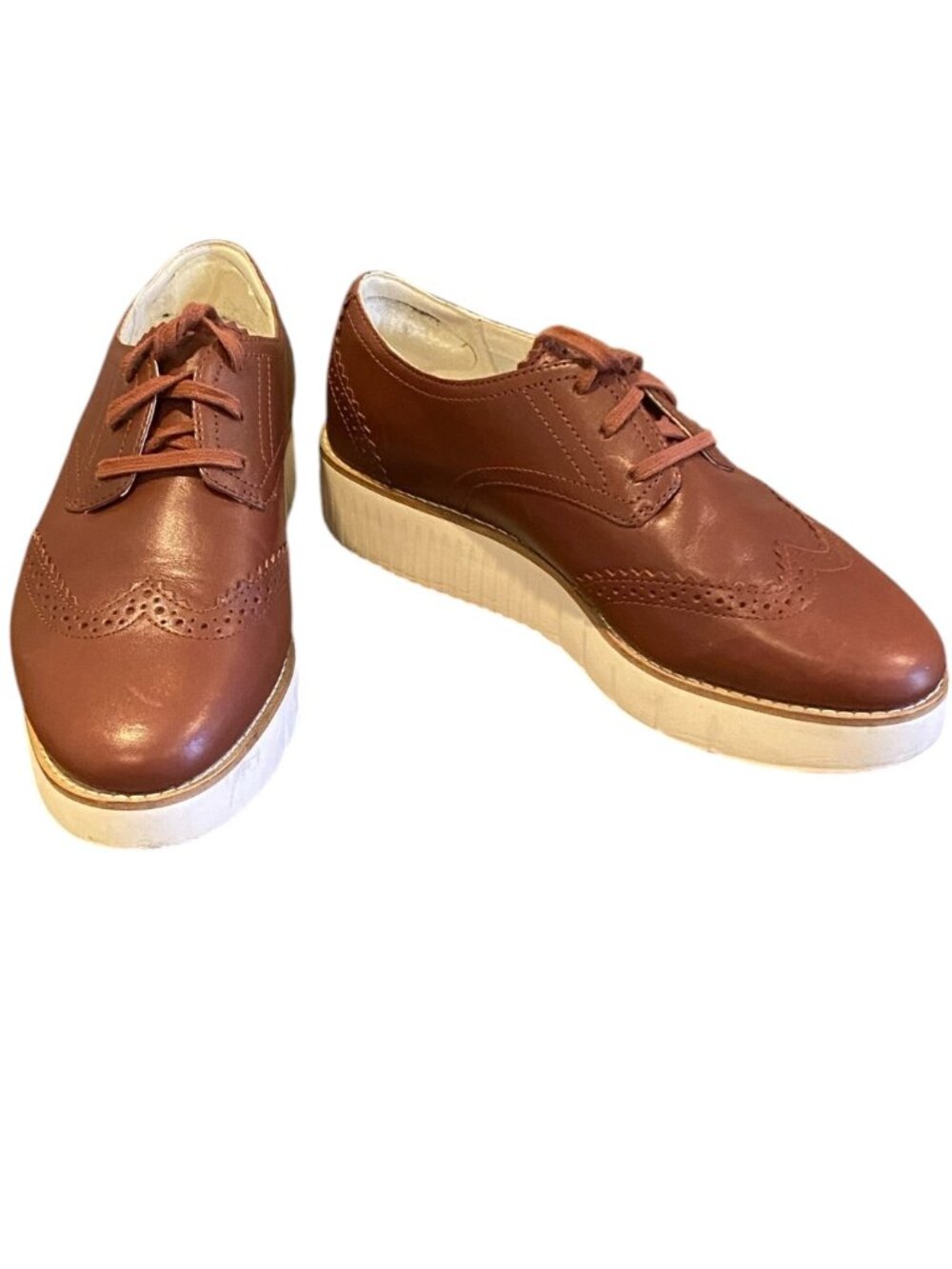 Cole Haan Women's Platform Wingtip Oxfords Sz 6.5C Brown #171F - Picture 2 of 8